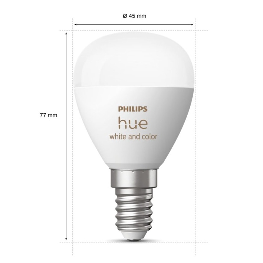 LED RGBW dimbar lampa Philips Hue White And Color Ambiance P45 E14/5,1W/230V 2000-6500K