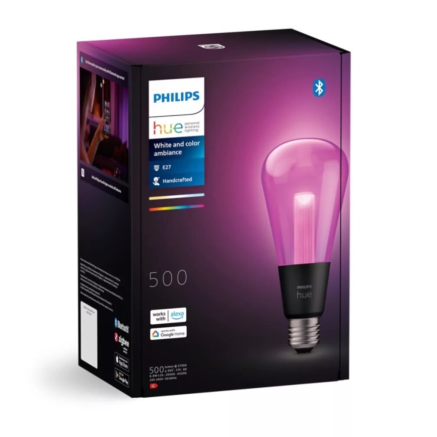 LED RGBW dimbar lampa Philips Hue White And Color Ambiance E27/6,8W/230V 2000-6500K