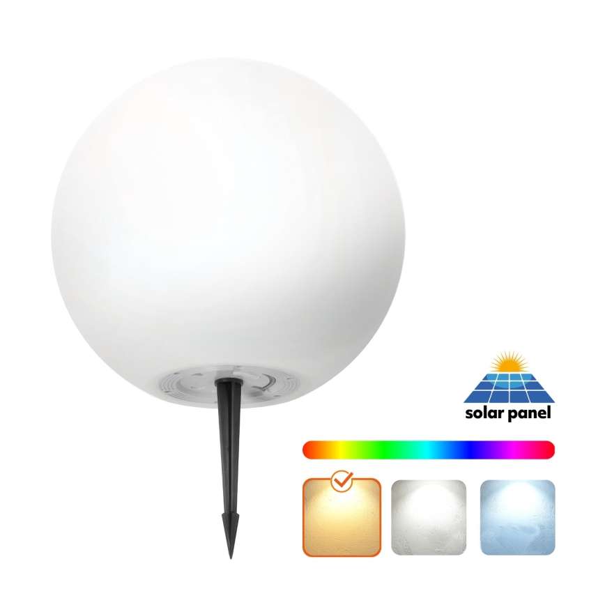 LED RGBW dimbar solcellslampa GARDEN BALL LED/5W/3,7V 3000K IP54 2200 mAh Ø 30 cm + fjärrkontroll