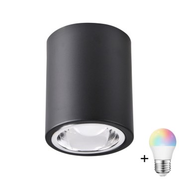 LED RGBW Dimbar spotlampa JUPITER 1xE27/6,5W/230V 2700-6500K Wi-Fi Ø 9,8 cm svart