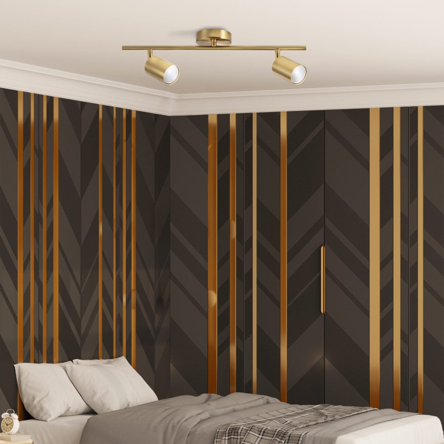 LED RGBW dimbar spotlight GOLDI 2xGU10/6W/230V 3000K guldig + fjärrkontroll