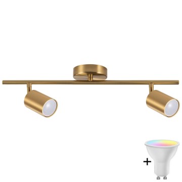 LED RGBW dimbar spotlight GOLDI 2xGU10/6,5W/230V 2700-6500K Wi-Fi guld