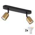 LED RGBW dimbar spotlight TOP 2xGU10/6,5W/230V 2700-6500K guld/svart