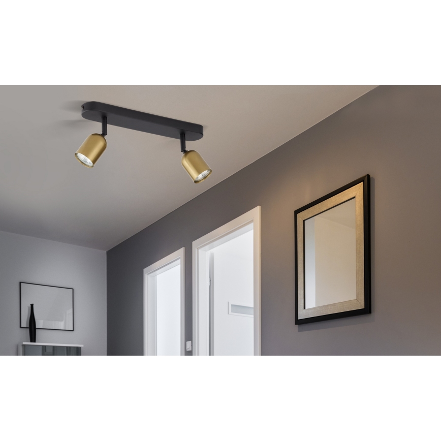 LED RGBW dimbar spotlight TOP 2xGU10/6,5W/230V 2700-6500K guld/svart