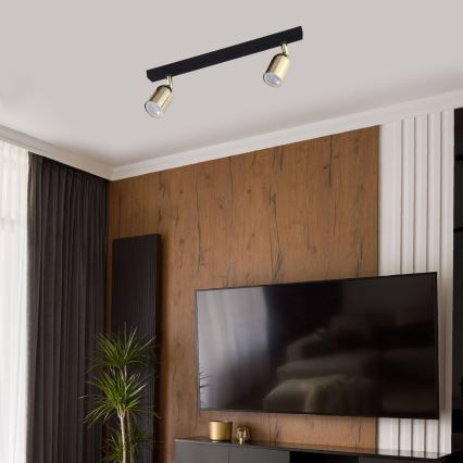 LED RGBW dimbar spotlight TOP 2xGU10/6,5W/230V 2700-6500K svart/guld
