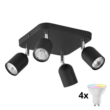 LED RGBW dimbar spotlight TOP 4xGU10/6,5W/230V 2700-6500K svart