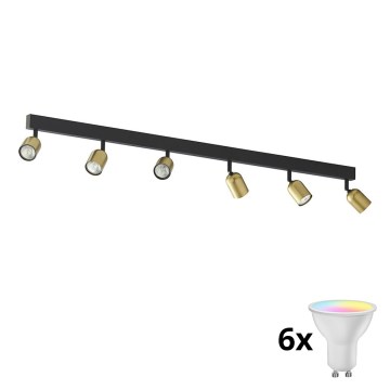 LED RGBW dimbar spotlight TOP 6xGU10/6,5W/230V 2700-6500K guld/svart
