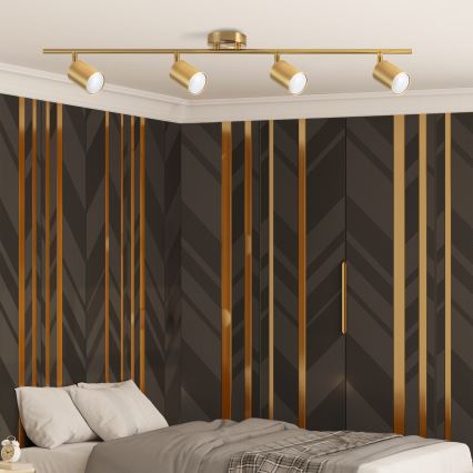 LED RGBW dimbar spotlight GOLDI 4xGU10/6W/230V 3000K guld + fjärrkontroll