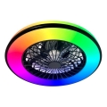 LED RGBW dimbar taklampa med fläkt VENTELUX LED/48W/230V 3000/4000/6500K Ø 48,5 cm svart + fjärrkontroll