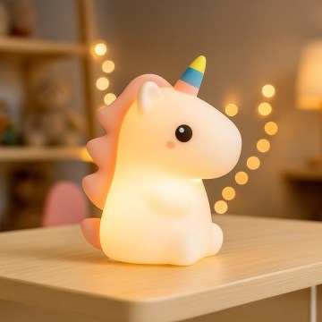 LED RGBW dimbar, uppladdningsbar, beröringsstyrd nattlampa för barn UNICORN LED/1W/5V 1200 mAh