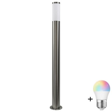 LED RGBW dimbar utomhuslampa LIVIA 1xE27/6,5W/230V 2700-6500K Wi-Fi 100 cm IP44 silver