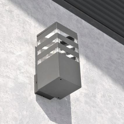 LED RGBW dimbar utomhusvägglampa TEKSAS 1xE27/12W/230V 2700-6500K Wi-Fi IP44 antracit