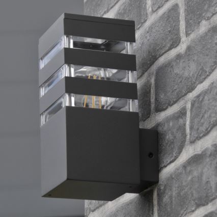 LED RGBW dimbar utomhusvägglampa TEKSAS 1xE27/12W/230V 2700-6500K Wi-Fi IP44 antracit