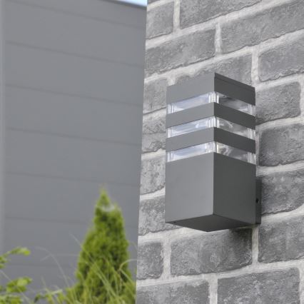 LED RGBW dimbar utomhusvägglampa TEKSAS 1xE27/12W/230V 2700-6500K Wi-Fi IP44 antracit