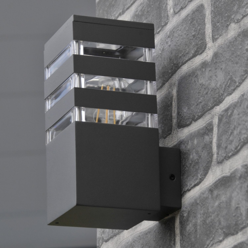 LED RGBW dimbar utomhusvägglampa TEKSAS 1xE27/12W/230V 2700-6500K IP44 antracit