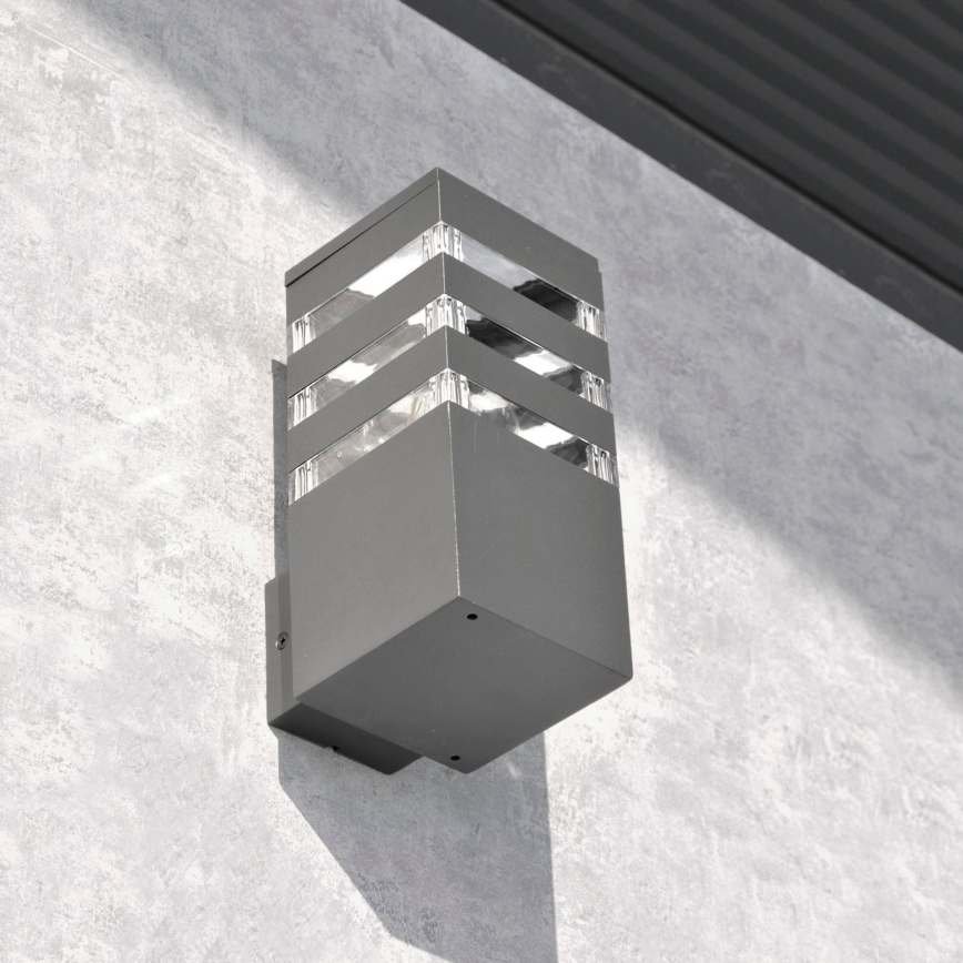 LED RGBW dimbar utomhusvägglampa TEKSAS 1xE27/9W/230V 2700-6500K Wi-Fi IP44 antracit