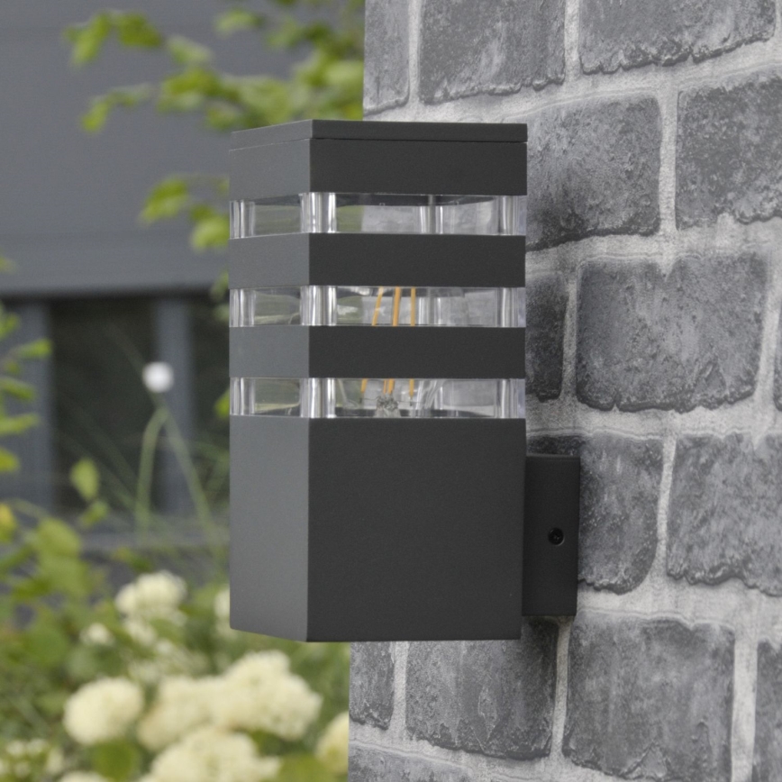LED RGBW dimbar utomhusvägglampa TEKSAS 1xE27/9W/230V 2700-6500K Wi-Fi IP44 antracit