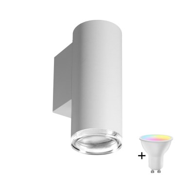LED RGBW dimbar vägglampa för badrum TURYN 1xGU10/4,8W/230V 3000K IP44 vit + fjärrkontroll