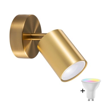 LED RGBW dimbar väggmonterad spotlight GOLDI 1xGU10/6,5W/230V 2700-6500K Wi-Fi guld