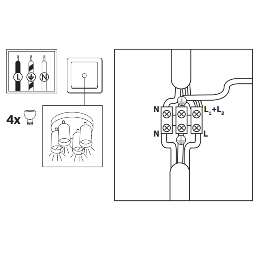 LED RGBW dimbart badrumsspot TURYN 4xGU10/6,5W/230V 2700-6500K Wi-Fi IP44 svart
