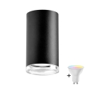 LED RGBW dimbart badrumsspotlight TURYN 1xGU10/4,8W/230V 3000K IP44 svart + fjärrkontroll