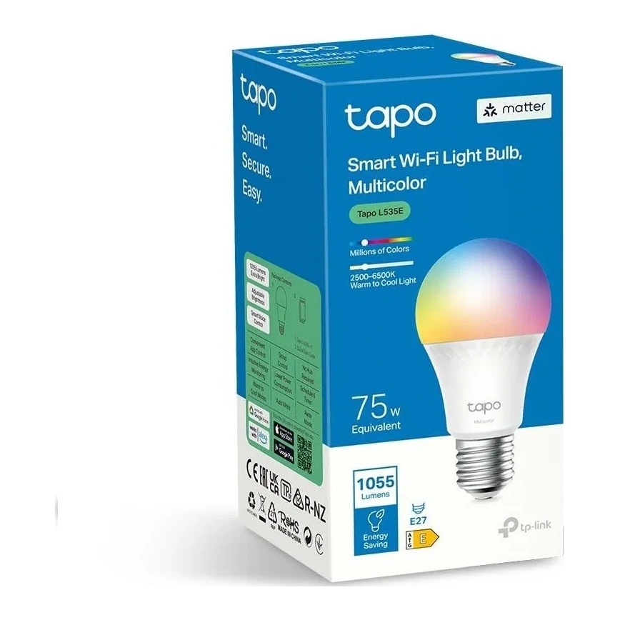 Dimmbar LED RGBW-lampa MATTER A60 E27/8,6W/230V 2500-6500K Wi-Fi - TP-Link