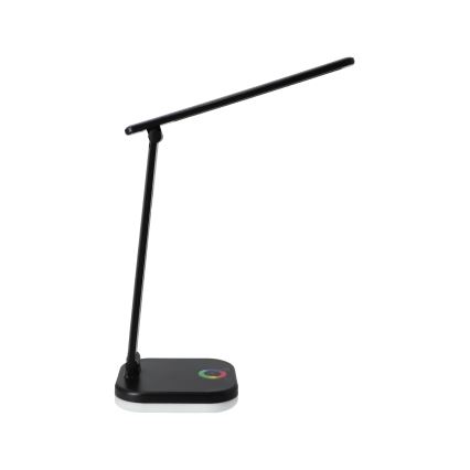 LED RGBW dimmbar skrivbordslampa med trådlös laddning LED/7W/5V USB svart