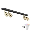 LED RGBW dimmbar spotlight TOP 4xGU10/6,5W/230V 2700-6500K svart/guld