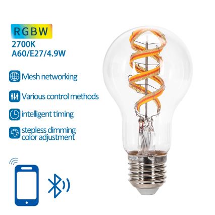 LED RGBW dimbar lampa FILAMENT MESH Smart A60 E27/4,9W/230V 2700K - Aigostar
