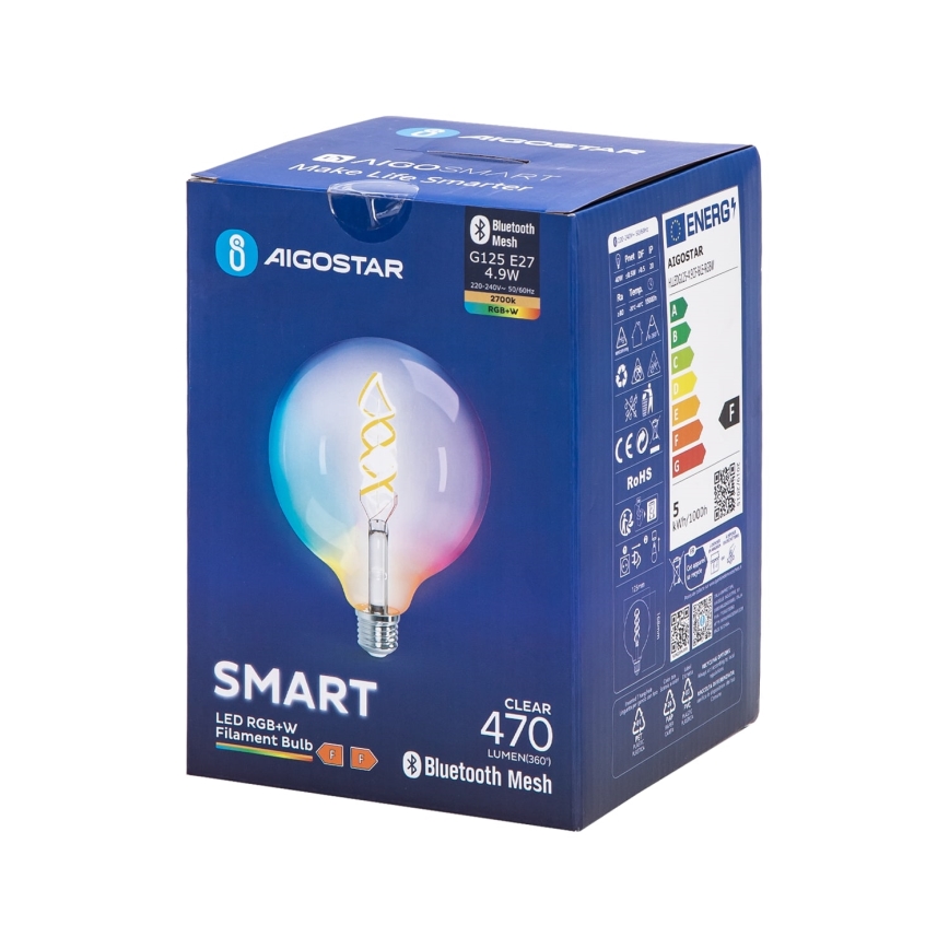 LED RGBW dimbar lampa FILAMENT MESH Smart G125 E27/4,9W/230V 2700K - Aigostar