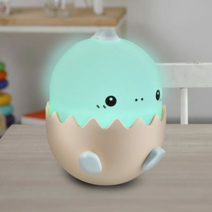 LED RGBW Ljusreglerad barns beröring lampa BABY DINO LED/0,75W/5V USB 1200 mAh blå