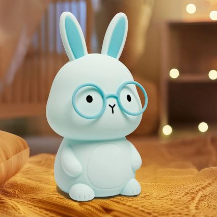 LED RGBW Ljusreglerad barns beröring lampa FLORKA LED/1W/5V USB 1200 mAh kanin blå