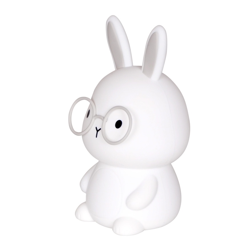 LED RGBW Ljusreglerad barns beröring lampa FLORKA LED/1W/5V USB 1200 mAh kanin vit/grå