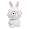 LED RGBW Ljusreglerad barns beröring lampa FLORKA LED/1W/5V USB 1200 mAh kanin vit/rosa
