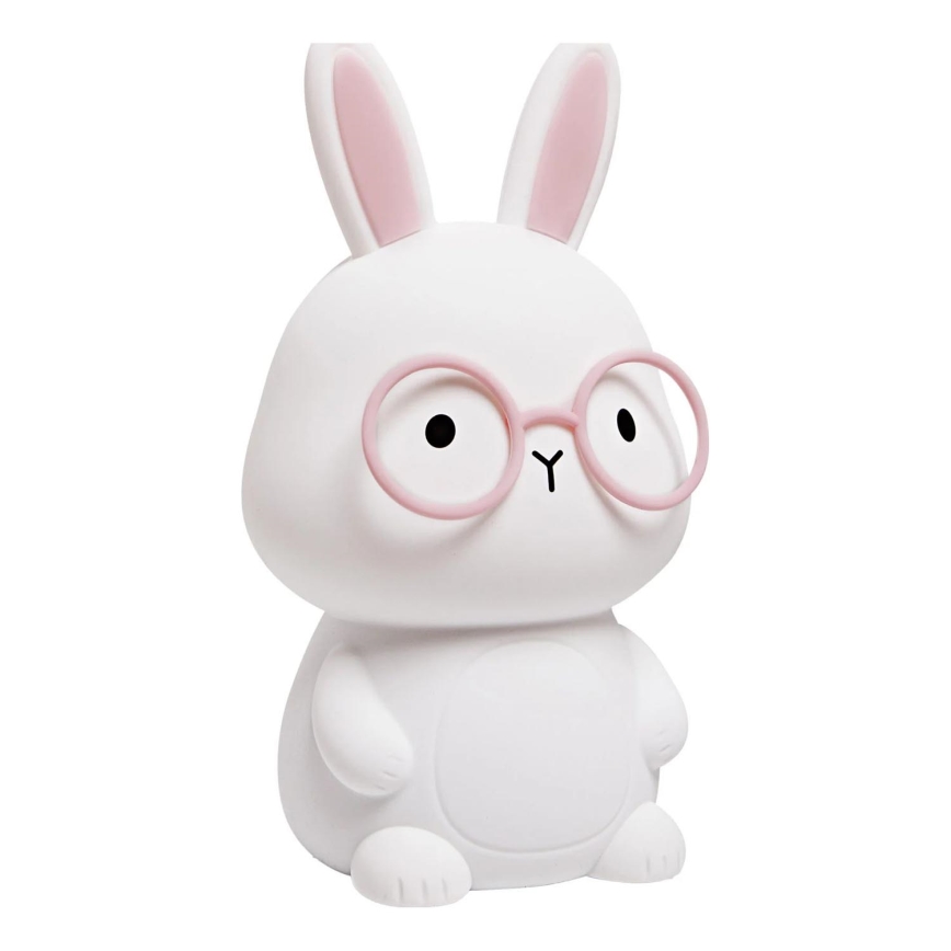 LED RGBW Ljusreglerad barns beröring lampa FLORKA LED/1W/5V USB 1200 mAh kanin vit/rosa