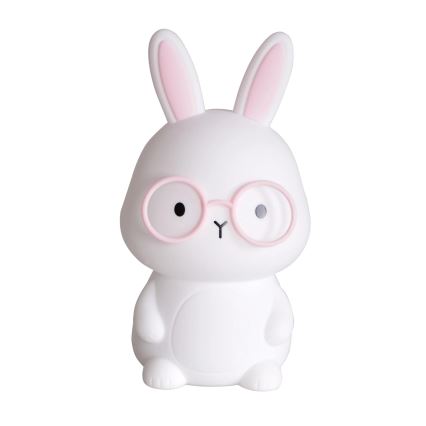 LED RGBW Ljusreglerad barns beröring lampa FLORKA LED/1W/5V USB 1200 mAh kanin vit/rosa