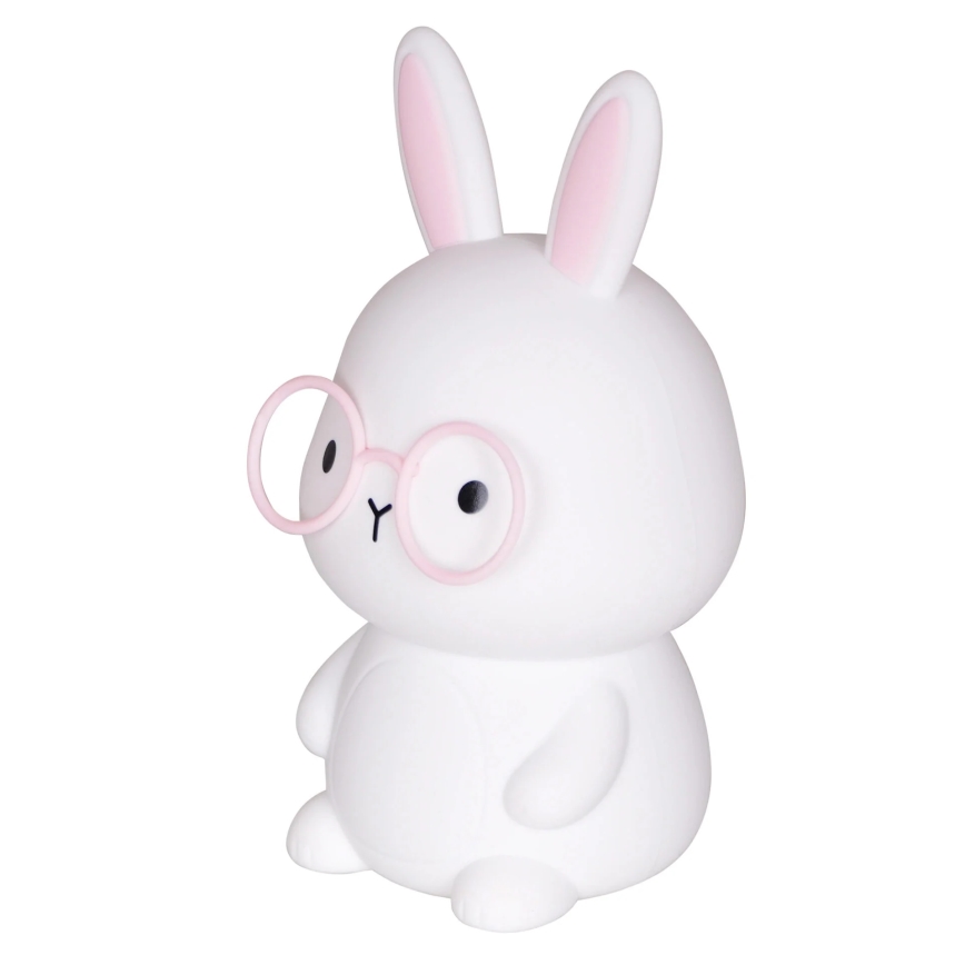 LED RGBW Ljusreglerad barns beröring lampa FLORKA LED/1W/5V USB 1200 mAh kanin vit/rosa
