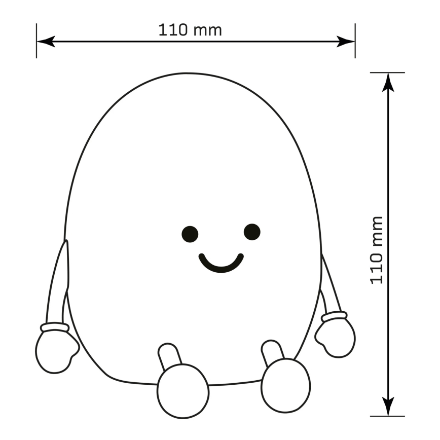 LED RGBW Ljusreglerad barns beröring lampa POTATO LED/2W/5V USB 1200 mAh potatis