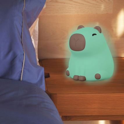 LED RGBW Ljusreglerad barns beröring lampa LED/1W/5V USB 1200 mAh capybara