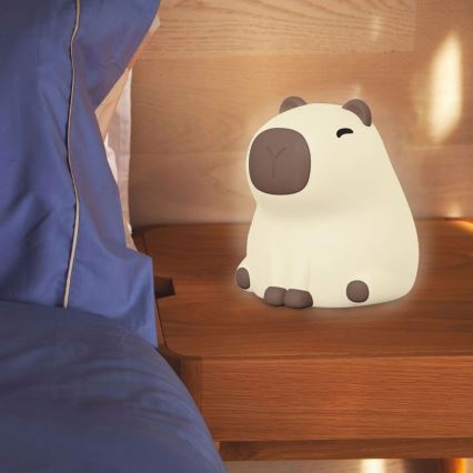 LED RGBW Ljusreglerad barns beröring lampa LED/1W/5V USB 1200 mAh capybara