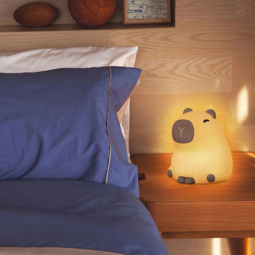 LED RGBW Ljusreglerad barns beröring lampa LED/1W/5V USB 1200 mAh capybara