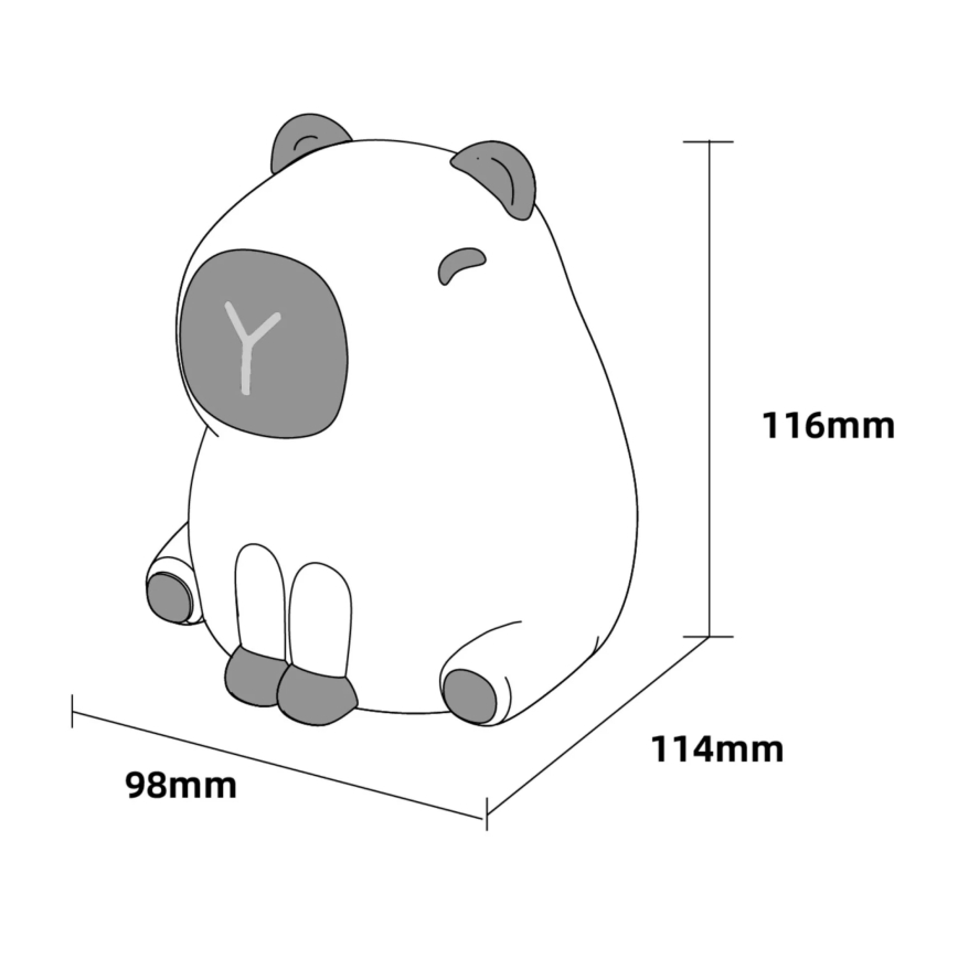 LED RGBW Ljusreglerad barns beröring lampa LED/1W/5V USB 1200 mAh capybara