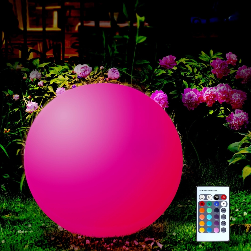 LED RGBW Solcellslampa BALL LED/3,7V 1500 mAh Ø 40 cm IP65 + fjärrkontroll