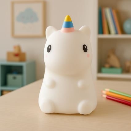 LED RGBW dimbar, uppladdningsbar, beröringsstyrd nattlampa för barn UNICORN LED/1W/5V 1200 mAh