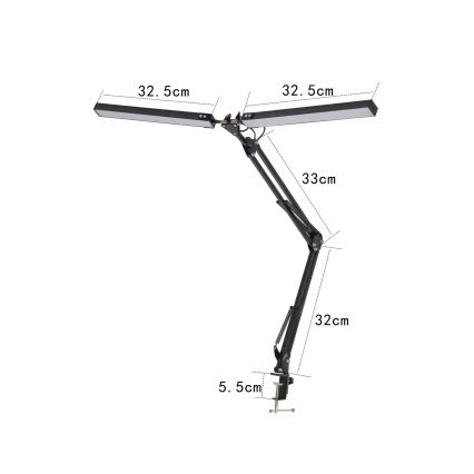 LED skrivbordslampa med klämma 2xLED/10W/230V 2800-6800K