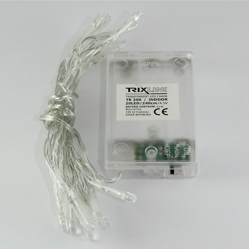 LED-slinga 20 LED, 2 funktioner, 2,4 m, kallvit