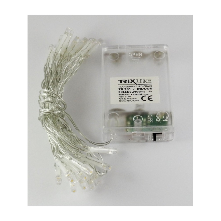 LED-slinga 20 LED, 2 funktioner, 2,4 m, varmvit
