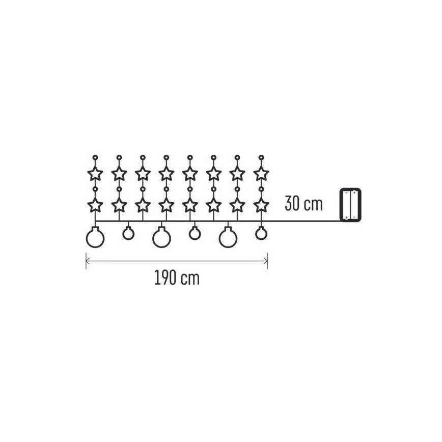 LED-slinga 20 LED, drivs av 2 x AA-batterier, 2,2 m, varmvit
