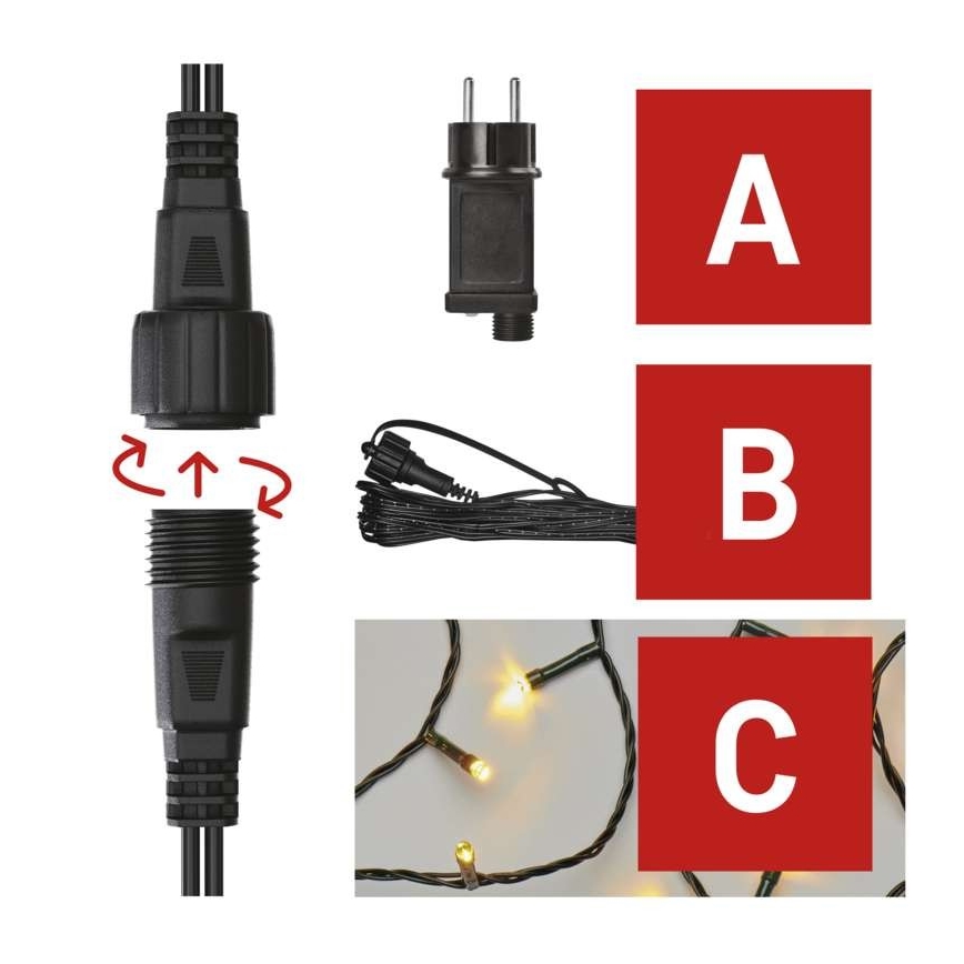 LED-slinga för utomhusbruk 100 LED/15 m IP44 varmvit
