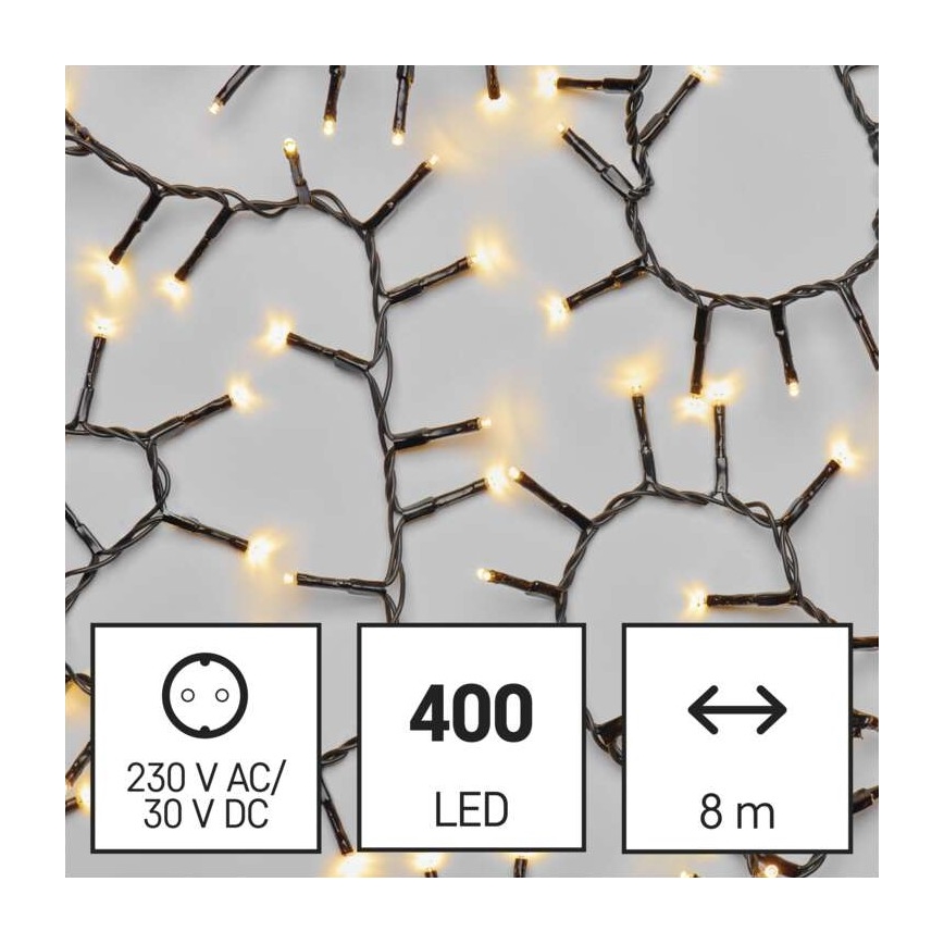 LED-slinga för utomhusbruk 400 LED, 13 m, IP44, varmvit